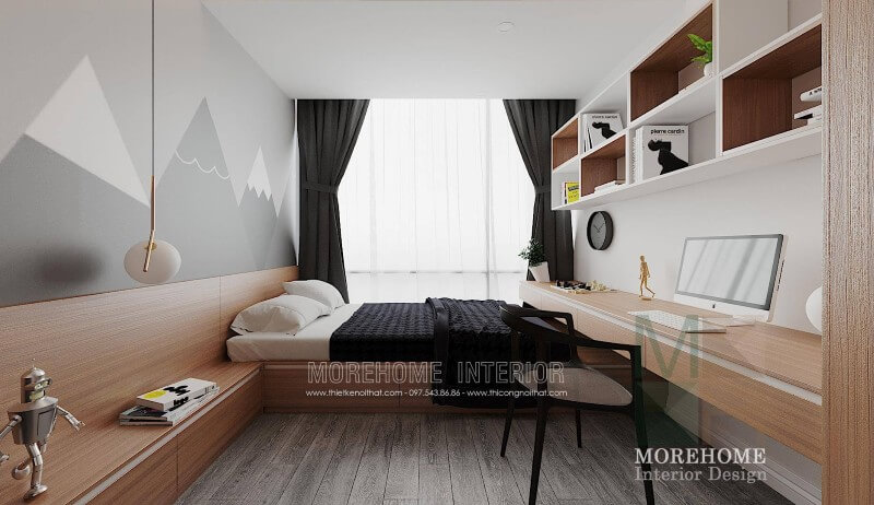 Thiết kế nội thất phòng ngủ phụ chung cư hiện đại Thiết kế chung cư hiện đại