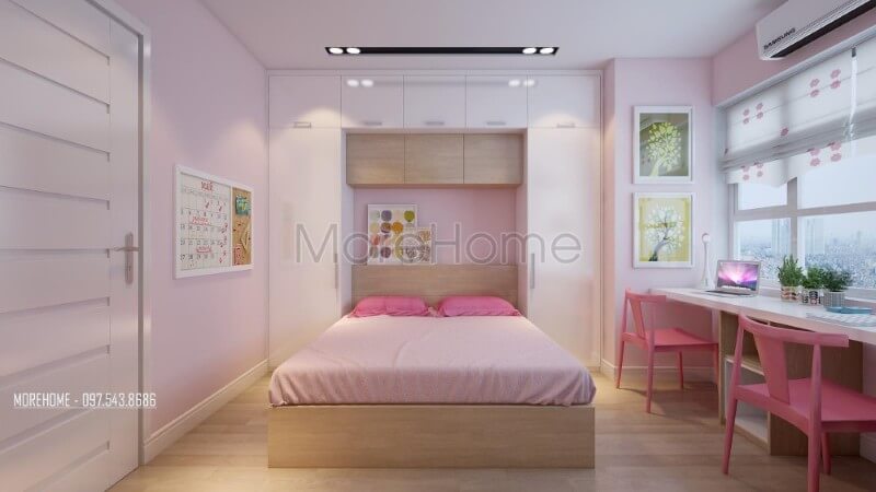 Mẫu thiết kế nội thất phòng ngủ con chung cư Hoàng Mai phong cách hiện đại Thiết kế chung cư hiện đại